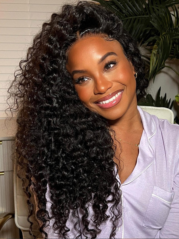 Deep Wave 13x4 Full Transparent Lace Frontal Wig Pre Bleached Knots Na My Store