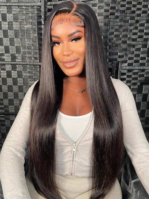 {Super Deal} $199=30inch Straight Hair 13x4 Transparent Lace Frontal Wig Real Human Hair Wigs-WigCool