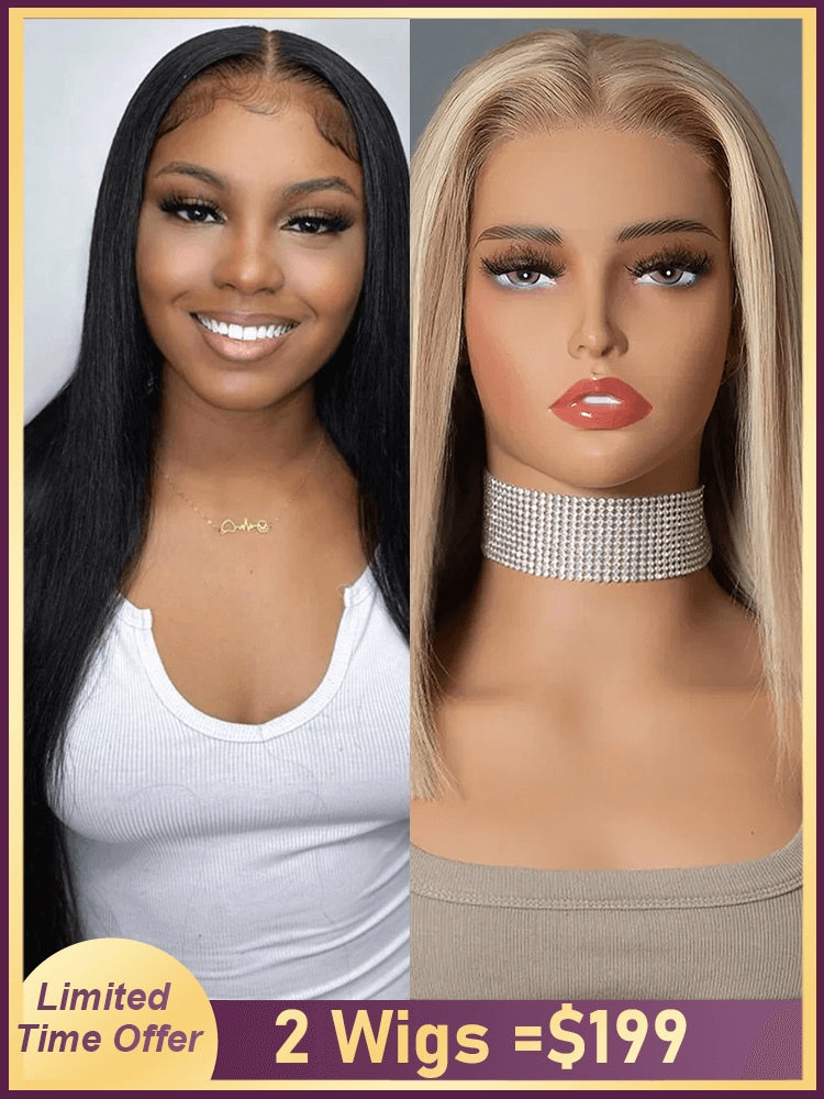 2Wigs = $199 | 7x5 Glueless Wig + P18/613 Blonde Bob Wig