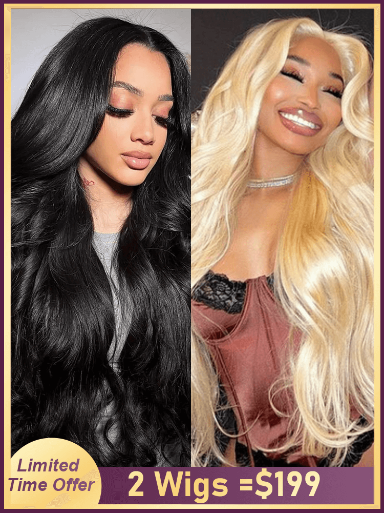 2Wigs = $199 | 9x6 Pre Cut Lace Wig Body Wave + 13x6 Lace Front Wig Blonde Color