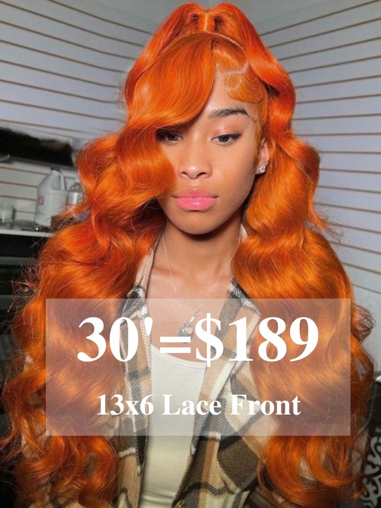 Clearance Sale | Ginger Orange Color Body Wave 13x6 Transparent Lace Front Wig Human Hair