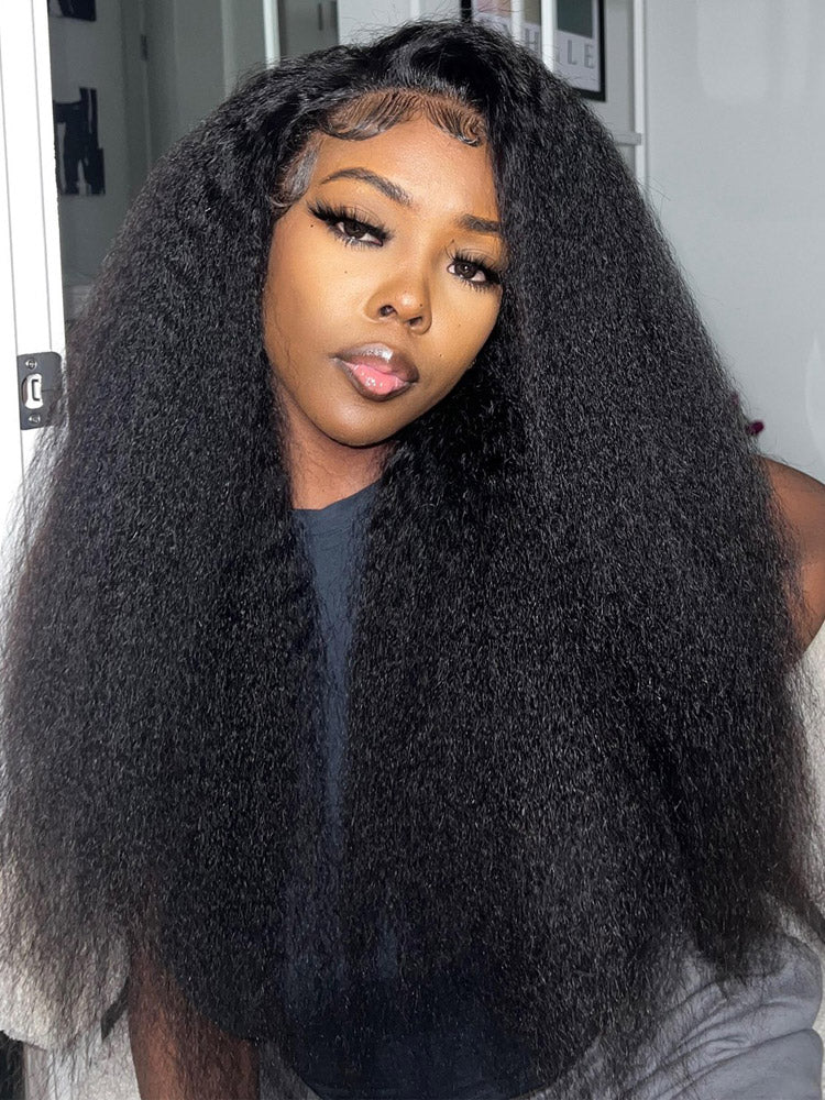 WigCool Kinky Straight 5x5 Transparent Lace Closure Wigs Human Hair Pre Plucked With Baby Hair