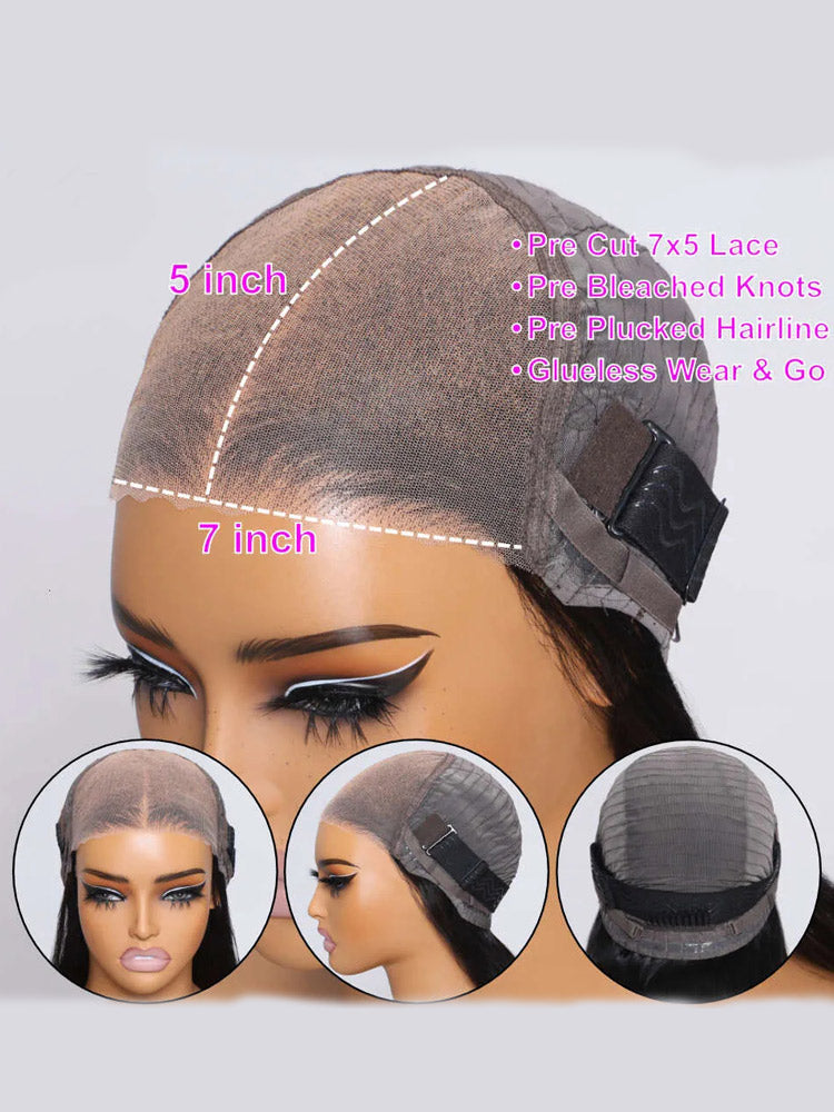 WigCool Loose Deep Wave 7x5 Pre Cut/13x4 Full Transparent Lace Frontal Wig Natural Hairline