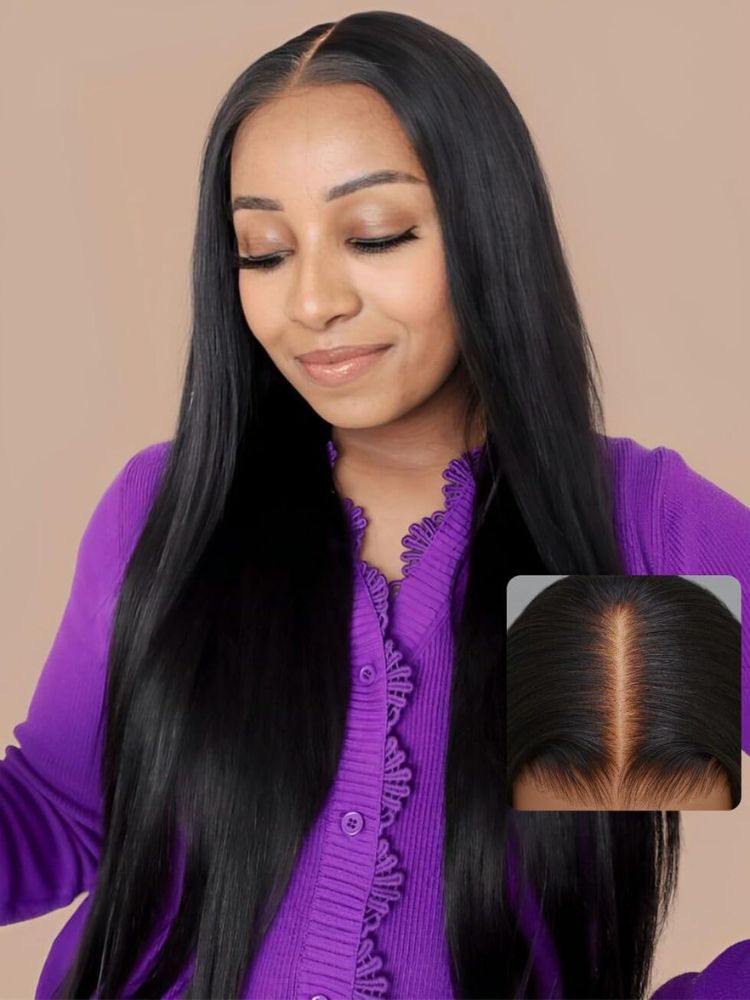 WigCool 7x5 Pre Cut/ 13x4 Full Transparent Full Lace Frontal Wig Straight Human Hair Pre Plucked