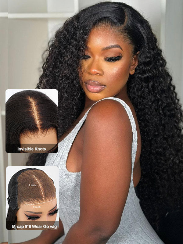 Wigcool Deep Wave Pre Cut 9x6 Swiss HD Lace Wigs Wear And Go Wig Bleached Knots Glueless Wigs