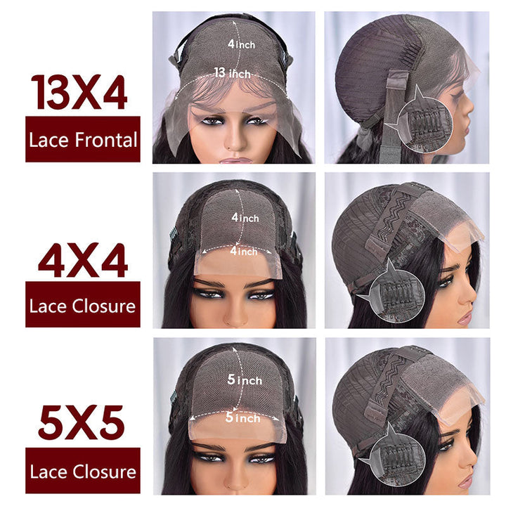 Wigcool Short Bob Wig 4C Kinky Edges Kinky Straight 4x4/13x4 Transparent Lace Frontal Wig 100% Human Hair