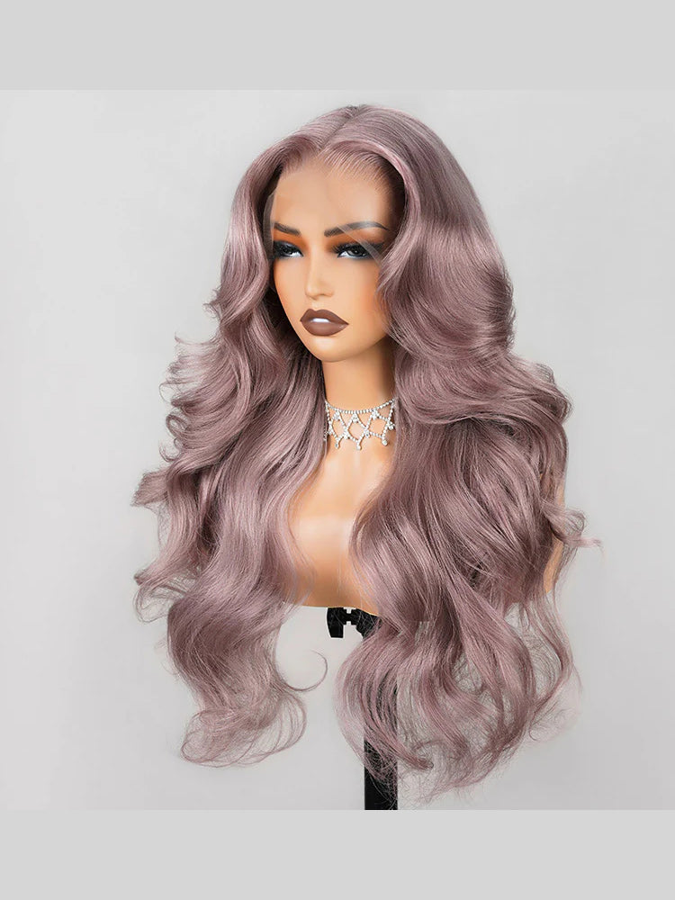 Ash Purple Body Wave/Straight Wig 9x6 Pre Cut/13x6 Lace Frontal Wig Rose Gold Hair Color Frontal Wigs Human Hair-WigCool