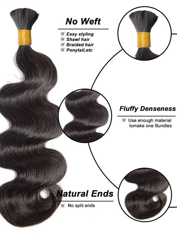 Bulk Hair For Braiding Human Hair No Weft Micro Braids Extension Hair Body Wave Bulk Virgin Human Hair