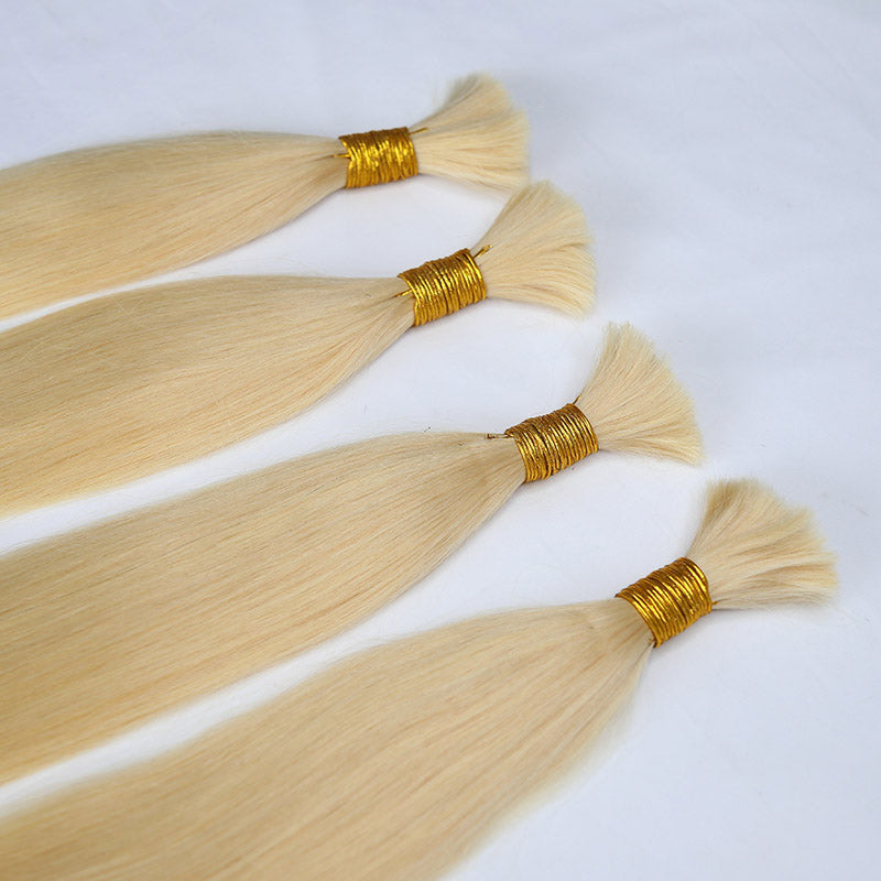 Bulk Human Hair for Braiding 613 Blonde Straight Hair Bulk Raw Human Hair No Wefts Hair Extensions(70g/bundle)