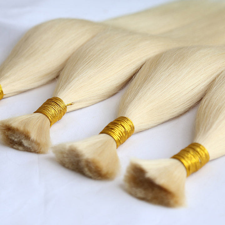 Bulk Human Hair for Braiding 613 Blonde Straight Hair Bulk Raw Human Hair No Wefts Hair Extensions(70g/bundle)