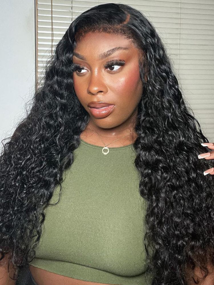 Type 4C Natural Edges Deep Wave  13x4 Invisible Lace Front Wig With Baby Hair Realistic Hairline