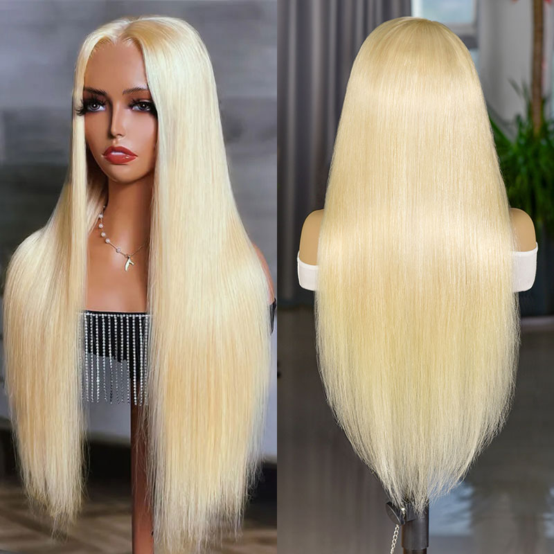 WigCool 5x5 HD Lace Closure Wigs 613 Blonde Wig Pre Plucke Natural Hairline Straight Human Hair Wig