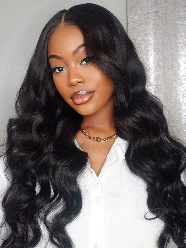 Wigcool 9x6 Parting Max HD Lace Body Wave Easy-Wear Lace Frontal Mini Knots Natural Black Human Hair Wigs