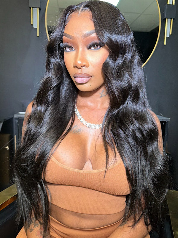 WigCool Body Wave 13x6 Full Transparent Lace Frontal Wig Pre Plucked Bleached Knots Natural Hairline 100% Human Hair Wigs