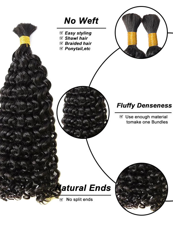 Water Wave Human Bulk Hair for Braiding No Weft for Boho Braids Wet and Wavy Braids Extensions