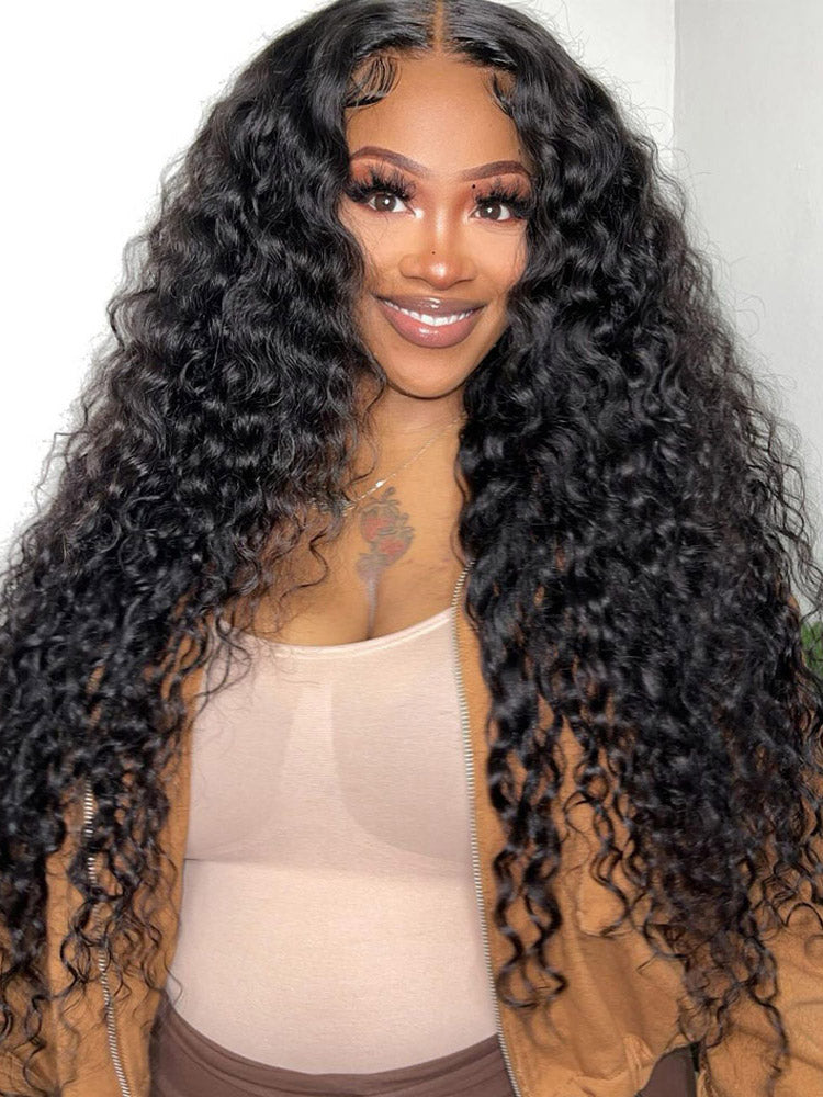 WigCool Water Wave Transparent 5x5 Lace Closure Wig Pre Plucked With Baby Hair Natural Hairline 100% Real Human Hair Wig