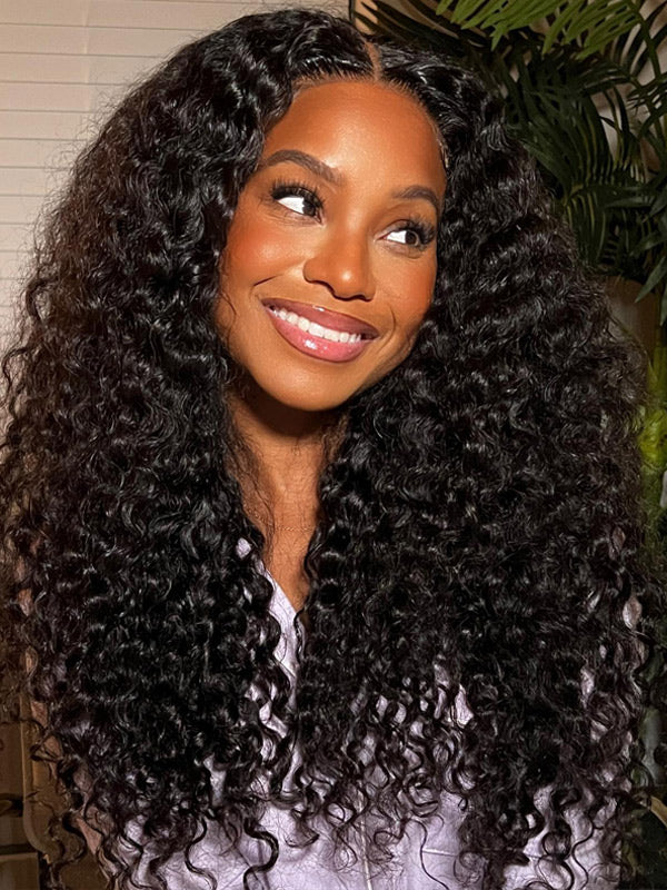 Deep Wave 13x4 Full Transparent Lace Frontal Wig Pre Bleached Knots Na Wigcool