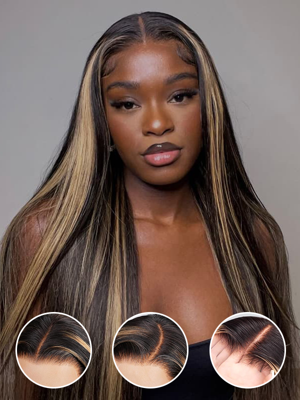 WigCool Balayage Honey Blonde Highlights Pre Cut 9x6/13x6 Transparent Lace Frontal Wig Pre Plucked Straight Humna Hair Wig