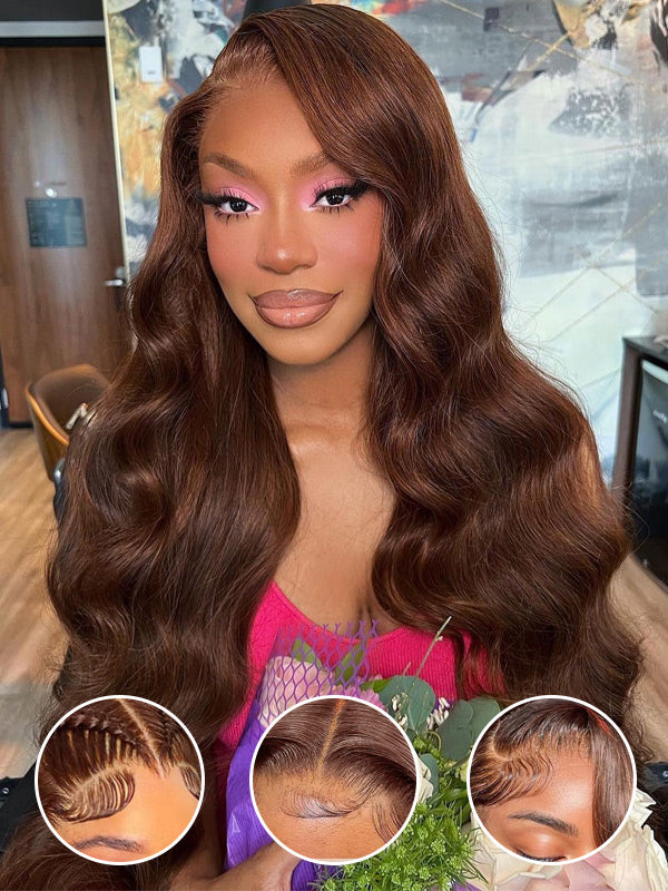 WigCool Body Wave Chocolate Brown Wig 9x6/13x4/13x6 Swiss HD Lace Frontal Pre Plucked Wear Go Wigs