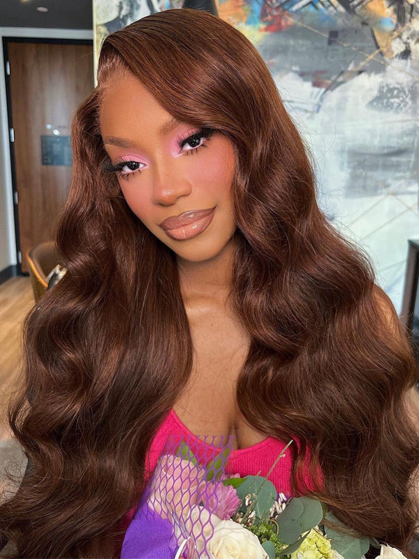 WigCool Body Wave Chocolate Brown Wig 9x6/13x4/13x6 Swiss HD Lace Frontal Pre Plucked Wear Go Wigs