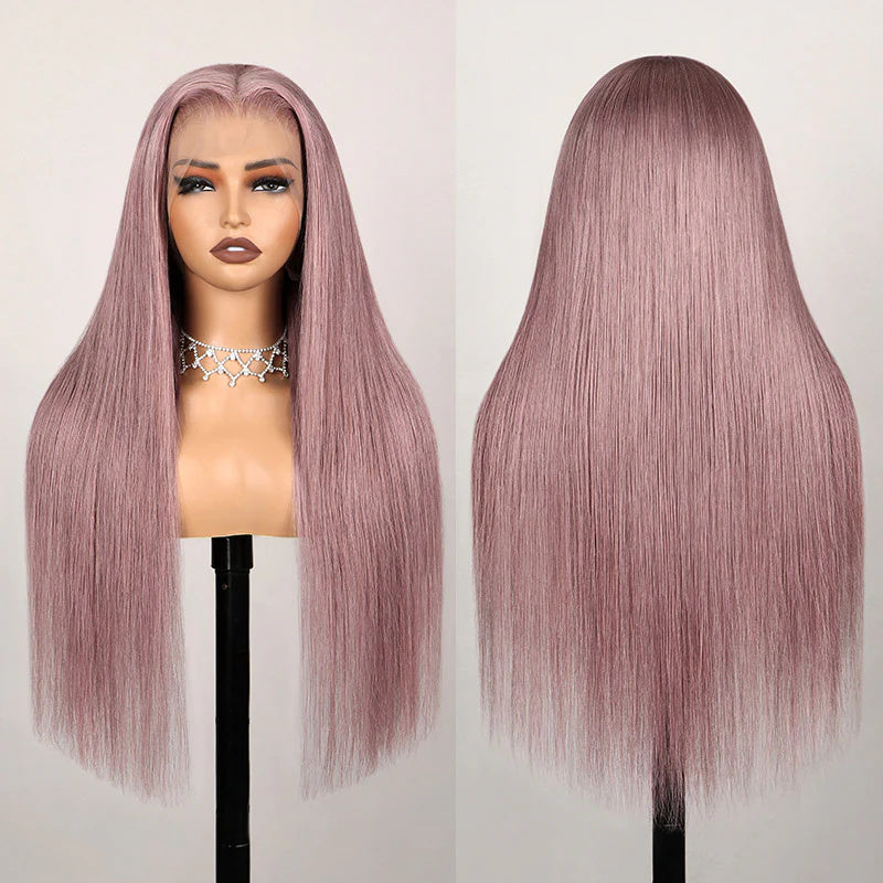 Ash Purple Body Wave/Straight Wig 9x6 Pre Cut/13x6 Lace Frontal Wig Rose Gold Hair Color Frontal Wigs Human Hair-WigCool