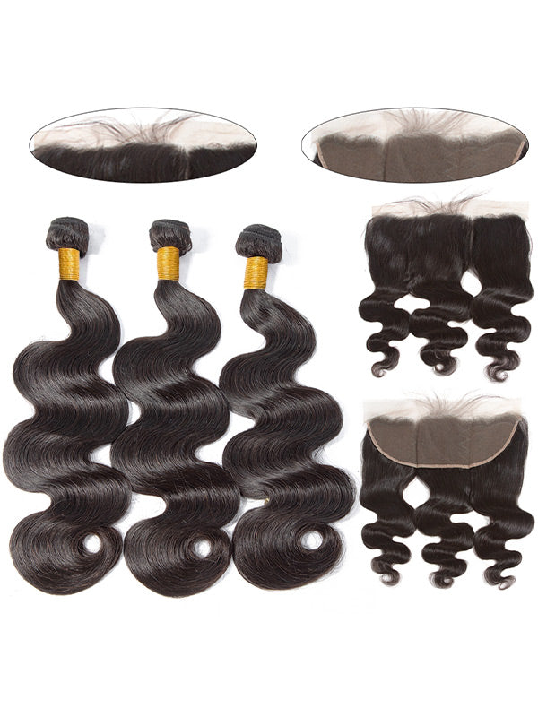 WigCool 3 Bundles Body Wave With 13x4 Swiss HD Lace Frontal 100% Human Hair