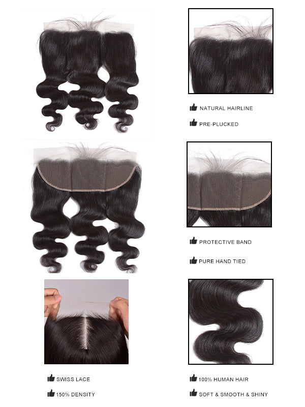 WigCool 13x6 Swiss HD Lace Frontal With 3Pcs Bundles Body Wave 100% Human Hair