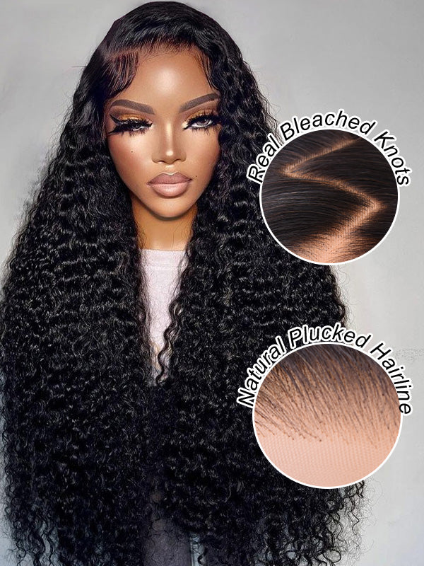 Wigcool  Curly 7x5 Pre Cut/ 13x4 Full Transparent Lace Frontal Wig Natural Hairline 100% Human Hair Wigs