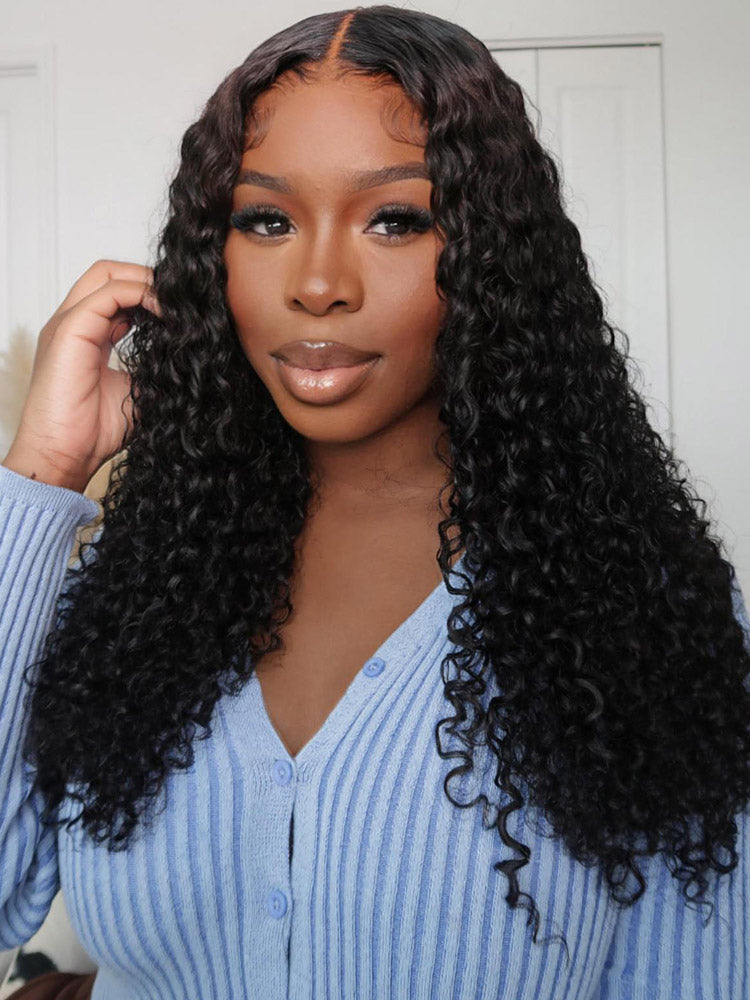 WigCool Curly Transparent 5x5 Lace Closure Wig Pre Plucked Natural Hairline Real Human Hair