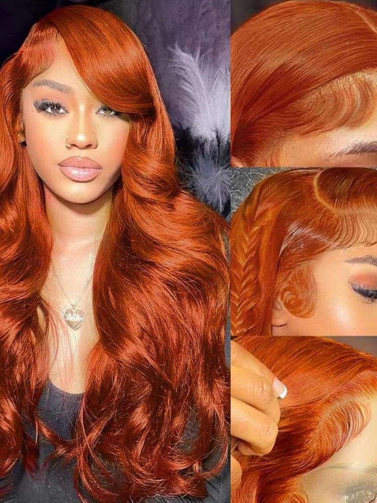 Clearance Sale | Ginger Orange Color Body Wave 13x6 Transparent Lace Front Wig Human Hair