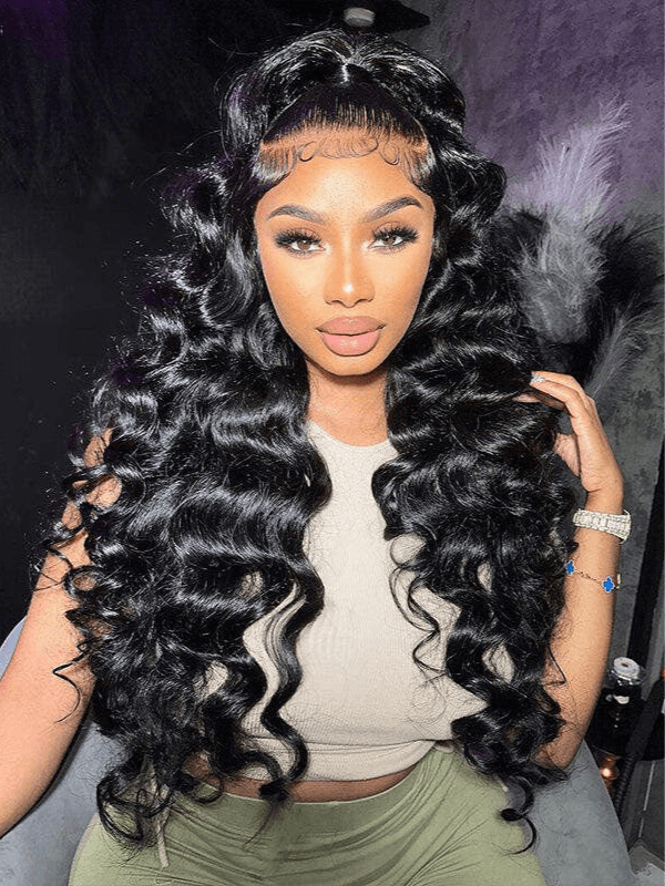 Loose Deep Wave Wig Real Swiss HD Lace Front Wig Pre Plucked With Baby Hair